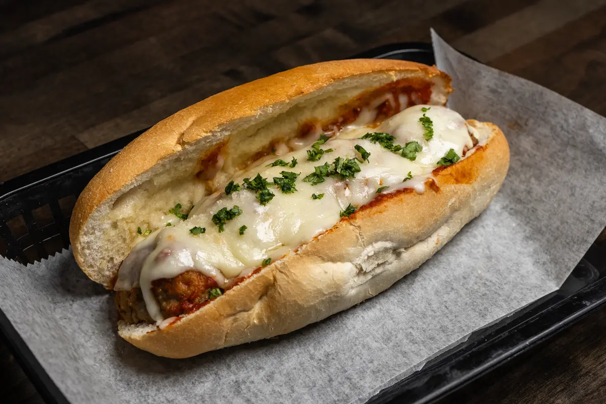 Meatball parmesan sub from Spanky's Pizza & Subs